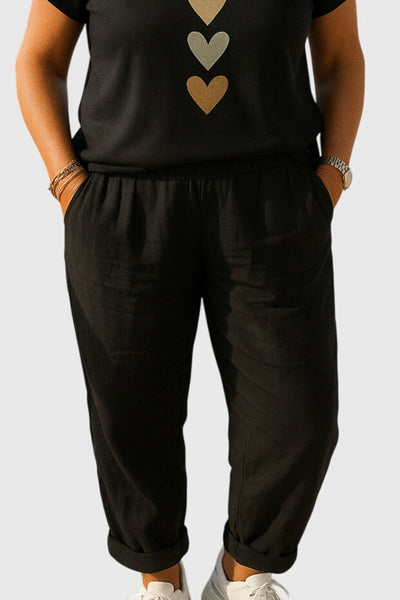 Casual comfortable pants with solid color pocket