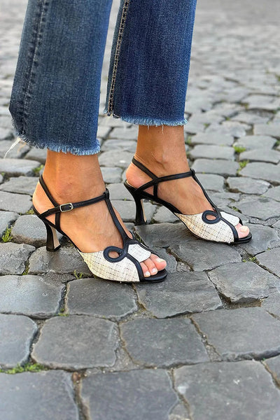 FLAVIA | Medium Heel Retro Style Sandals