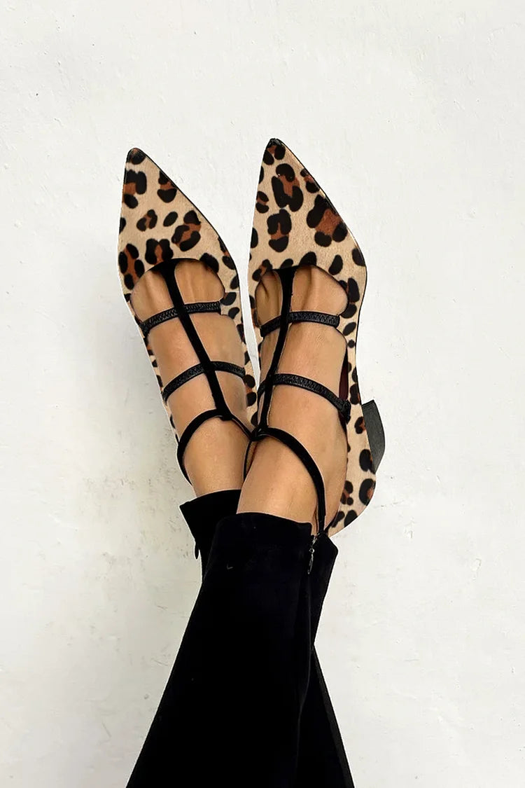 LUDOVICA | Animal Print Ballerinas with Straps