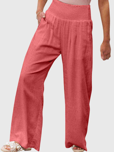 Jane | Full Size Smocked Waist Wide Leg Pants