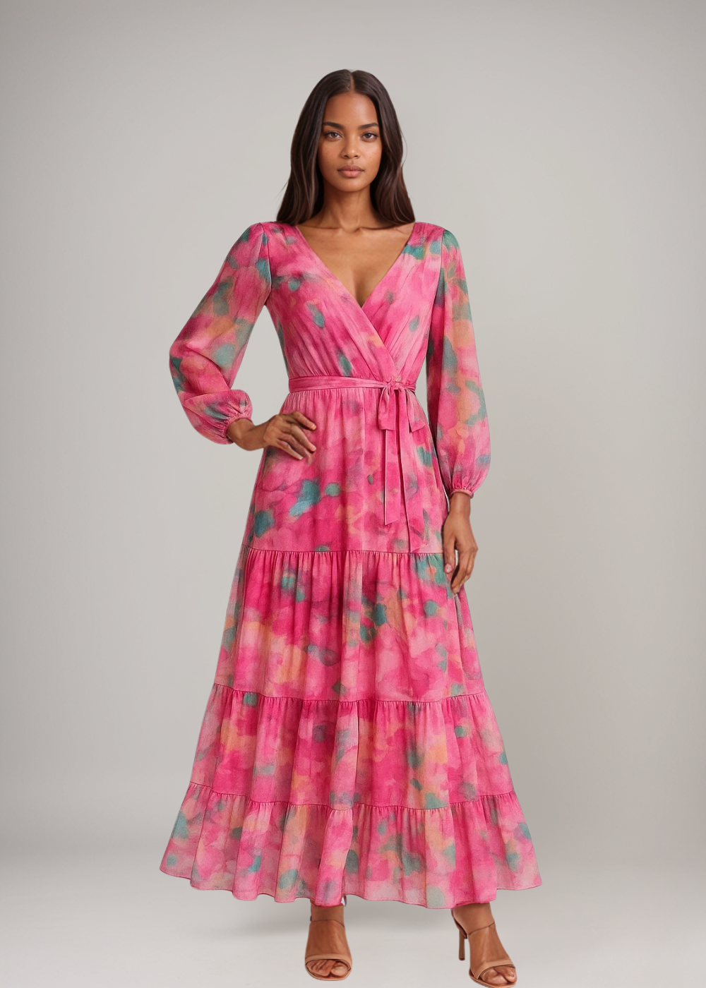 Joyce - Maxi Chiffon Dress with Print