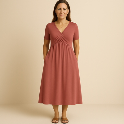Charlotte - Midi Dress with V-Neckline