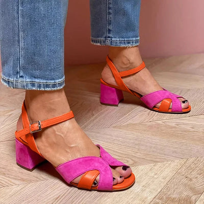 ISABELLA | Color block sandal with comfortable heel for a chic and comfortable style