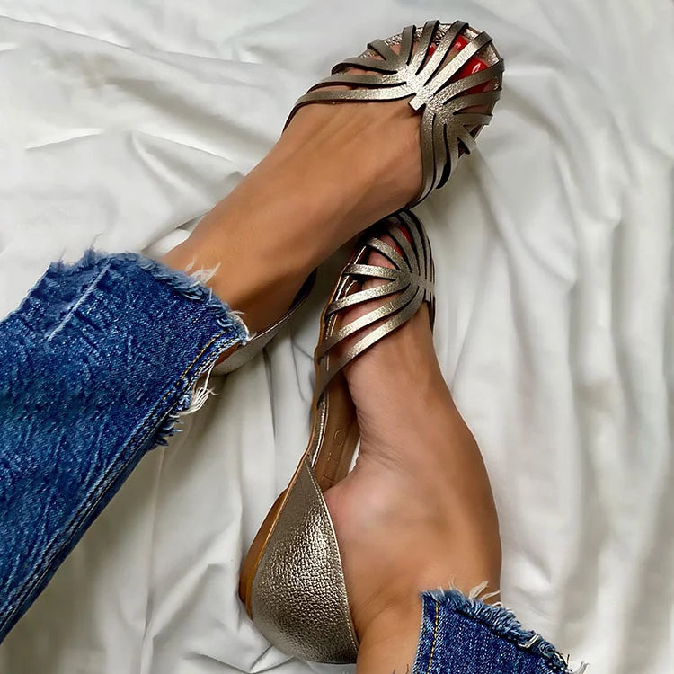 LIA Intaglio Ballerina Flats with Open Toe - Elegant and Fashionable Shoes