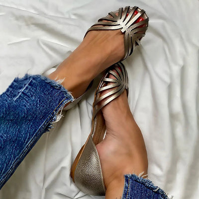 LIA Intaglio Ballerina Flats with Open Toe - Elegant and Fashionable Shoes