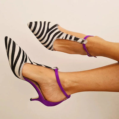 ISABELLA | Elegant zebra-printed décolleté with refined purple heel
