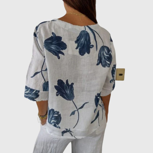 Ember - Floral Print V-Neck Blouse
