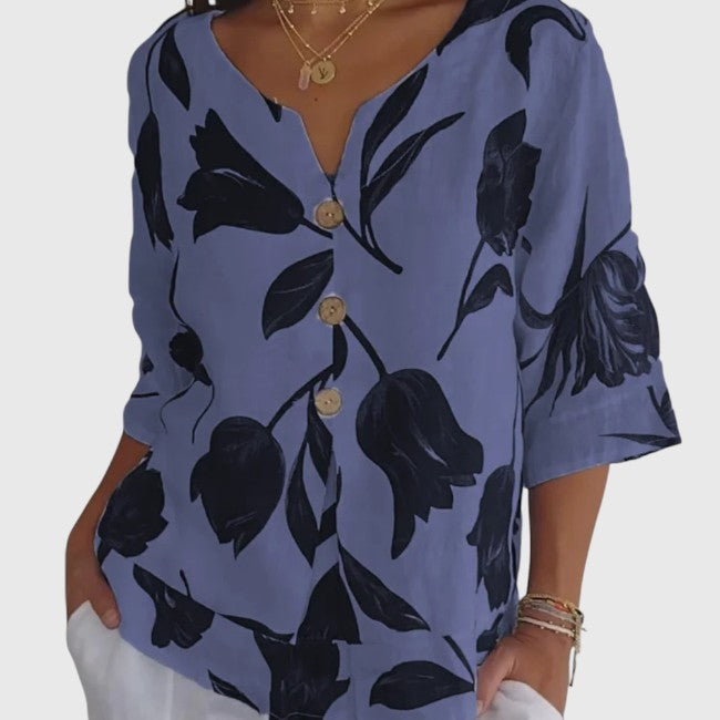 Ember - Floral Print V-Neck Blouse