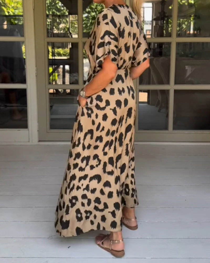 Fenna - Maxi Dress with Leopard Print