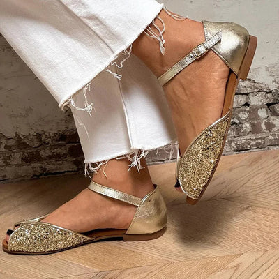 FLAVIA | Elegant and Sparkling Glitter Flat Sandal