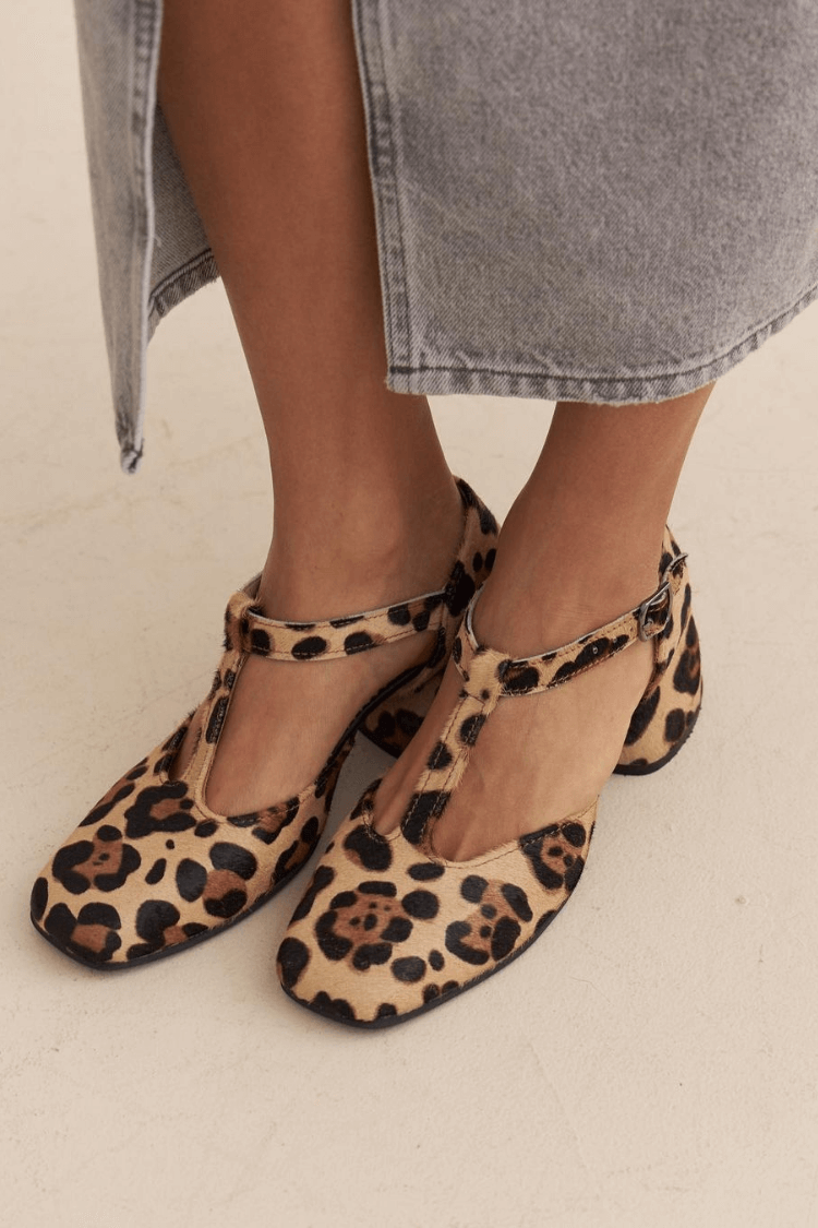 MARGHERITA | Animal Print T-strap Shoes