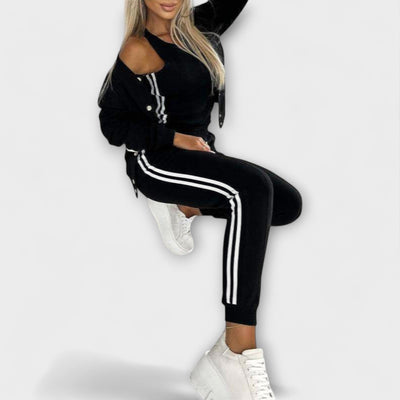 Eulalia - Women's Striped Jacket, Vest, and Trouser Set