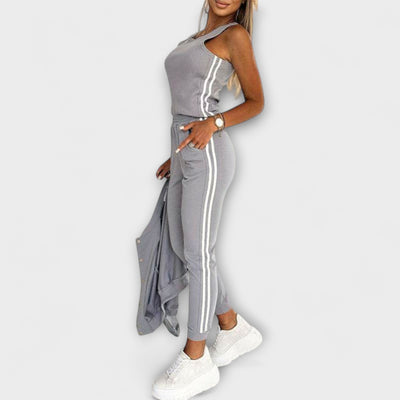 Eulalia - Women's Striped Jacket, Vest, and Trouser Set