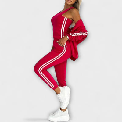 Eulalia - Women's Striped Jacket, Vest, and Trouser Set