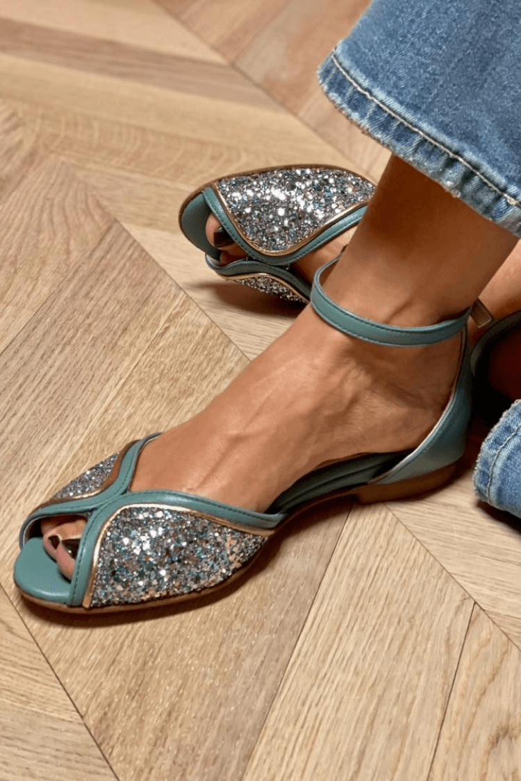 BRIGITTA | Elegant Low Glitter Sandals Perfect for Every Occasion