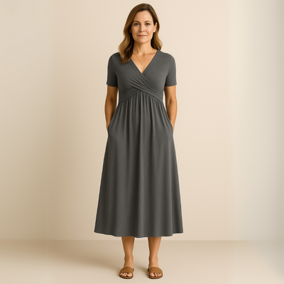 Charlotte - Midi Dress with V-Neckline