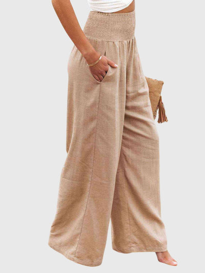 Jane | Full Size Smocked Waist Wide Leg Pants