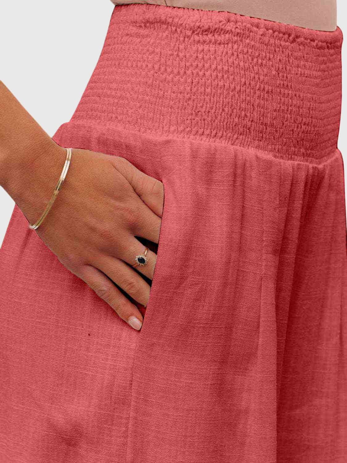 Jane | Full Size Smocked Waist Wide Leg Pants