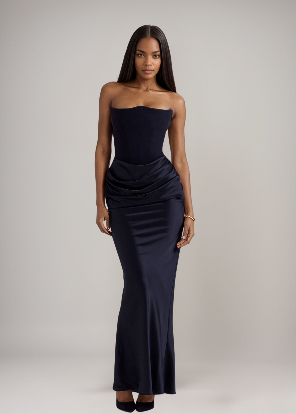 Lila - Satin Dress with Hourglass Shape Silhouette