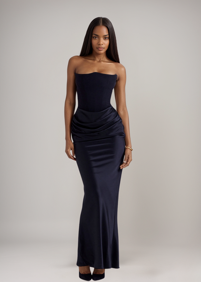 Lila - Satin Dress with Hourglass Shape Silhouette