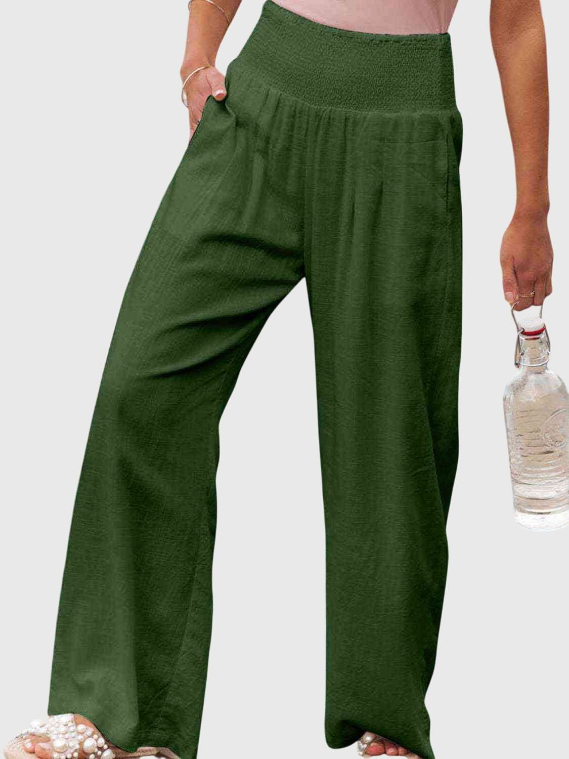 Jane | Full Size Smocked Waist Wide Leg Pants