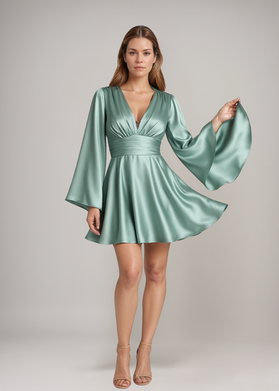 Amber - Satin Dress with Loose Sleeves