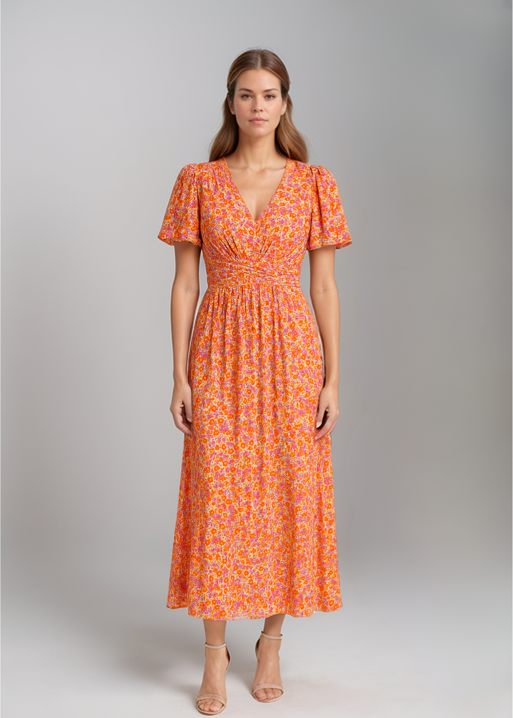 Sara - Floral Maxi Dress with Ruffled Sleeves