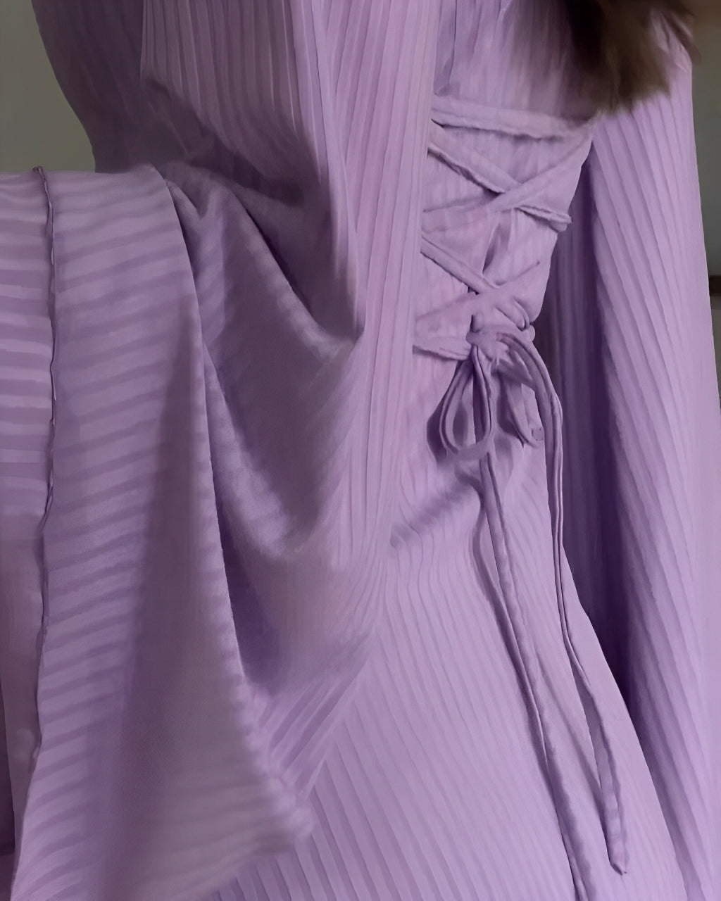 Nori - Striped Knit Maxi Dress with Sleeves