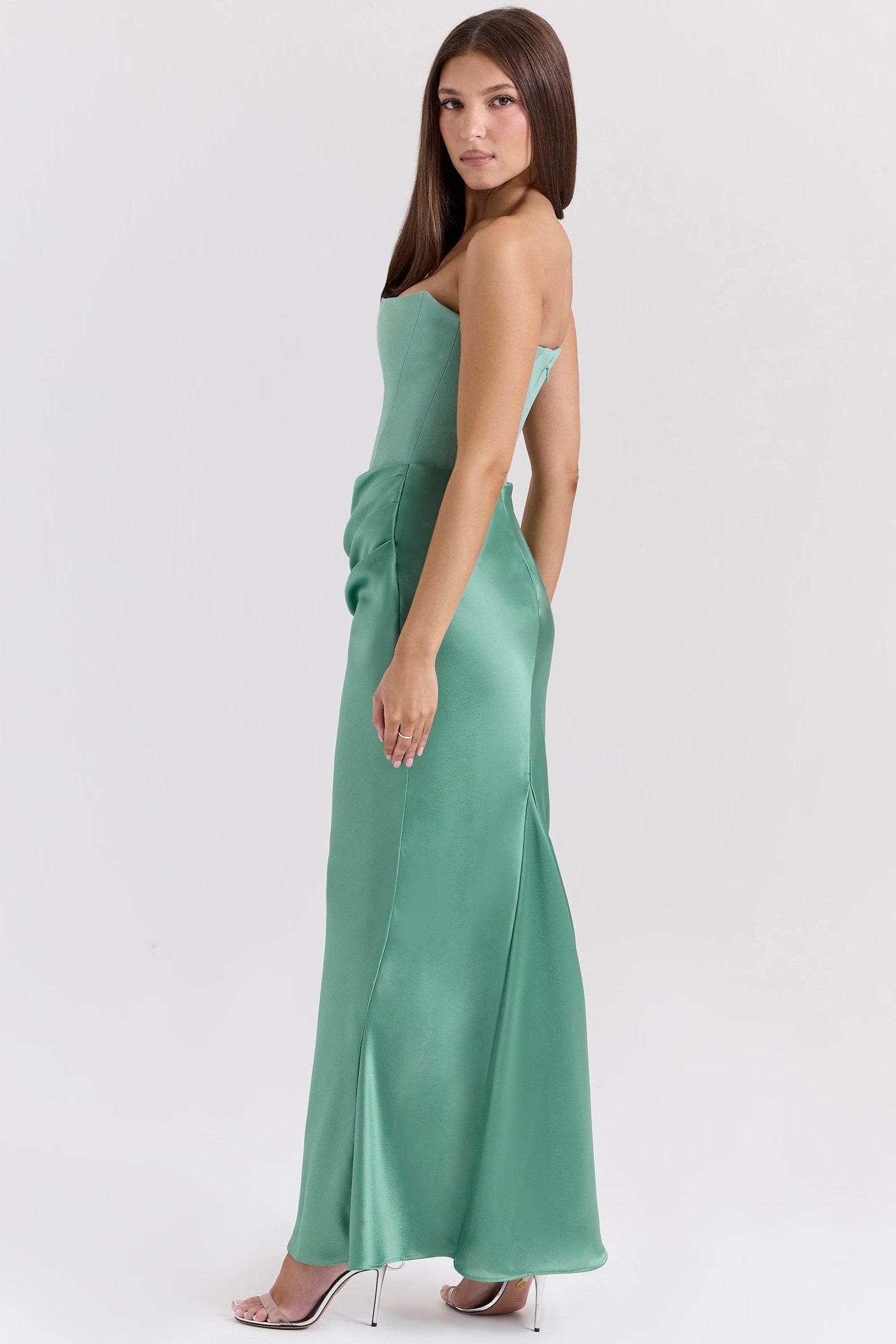 Lila - Satin Dress with Hourglass Shape Silhouette