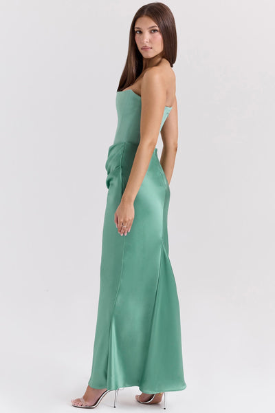 Lila - Satin Dress with Hourglass Shape Silhouette