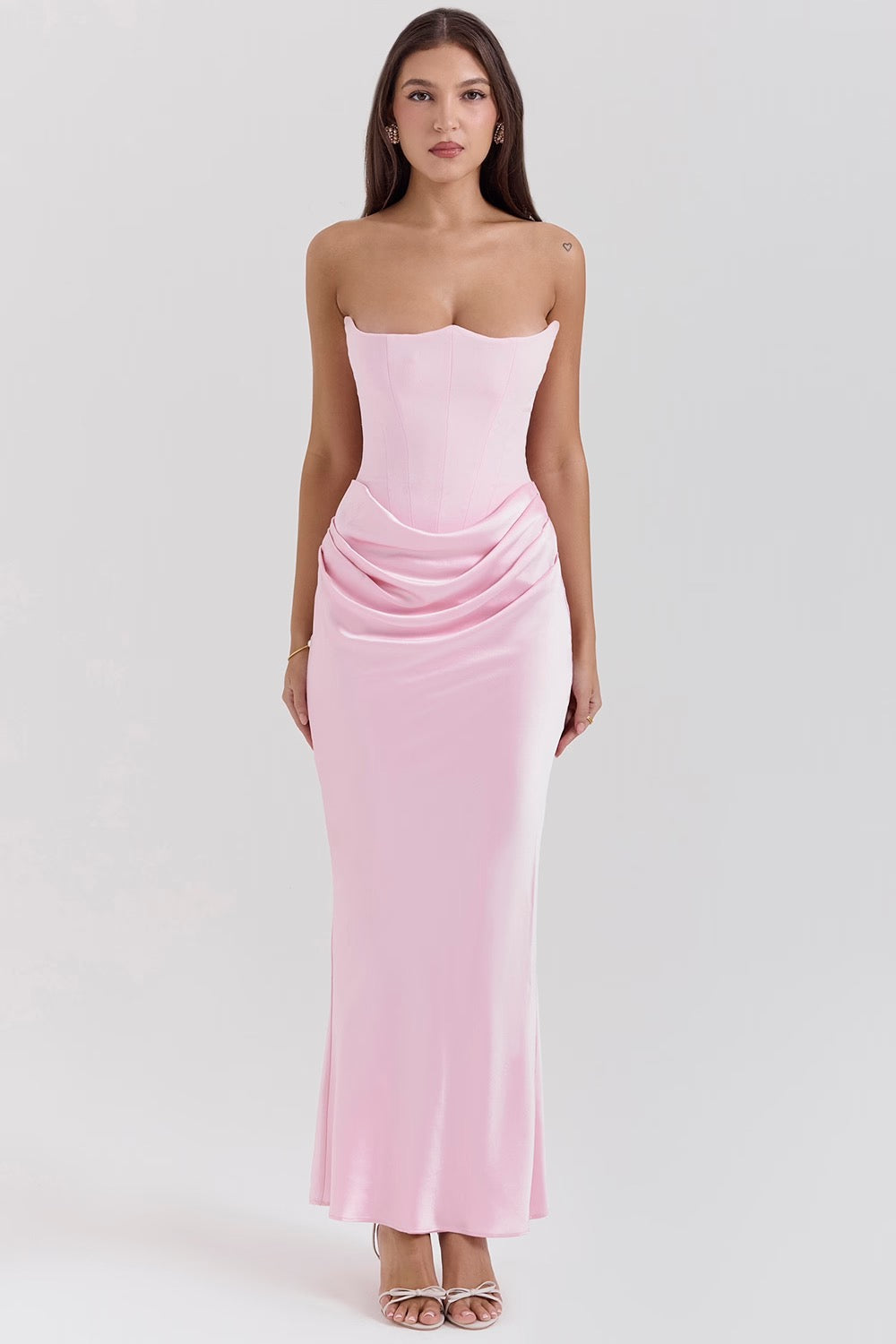 Lila - Satin Dress with Hourglass Shape Silhouette
