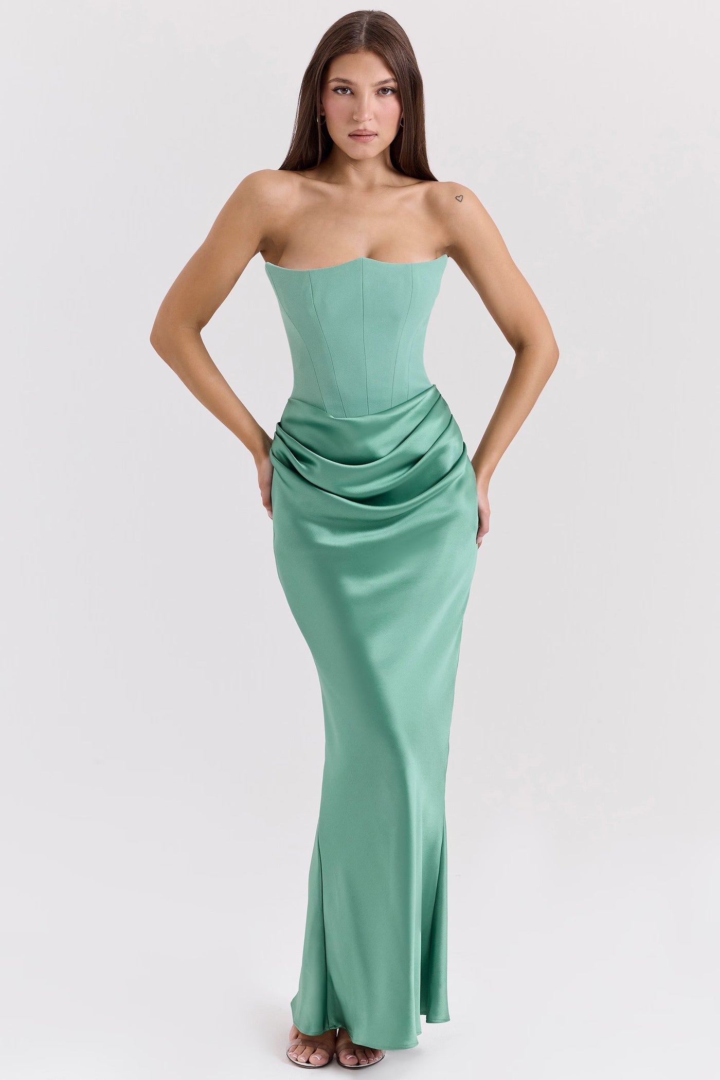 Lila - Satin Dress with Hourglass Shape Silhouette