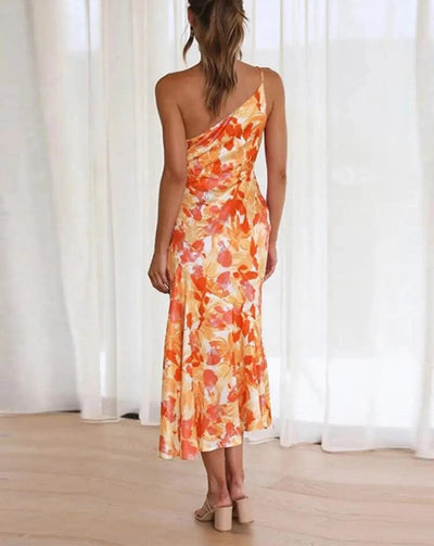 Audrey - Maxi Asymmetric Dress with Floral Print
