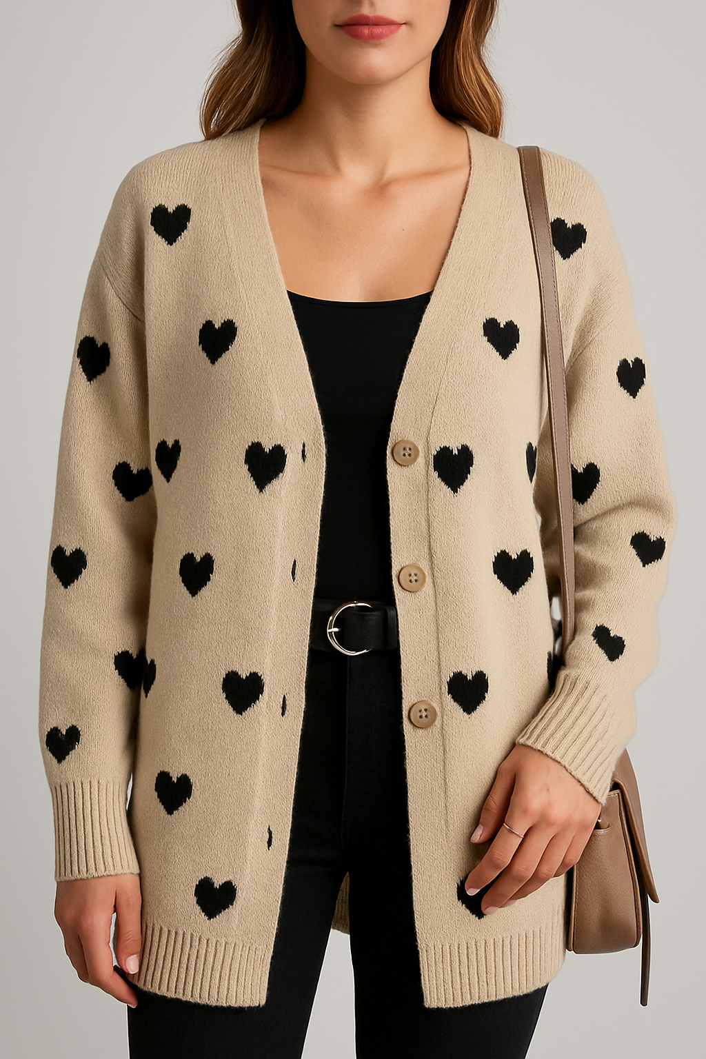 Ria - Heart Print Cardigan