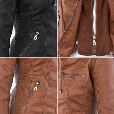 Selina - Chic Waterproof Hooded Leather Jacket for Women