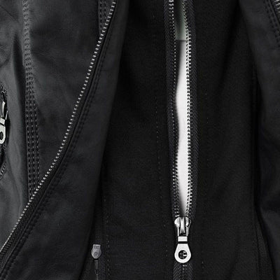 Selina - Chic Waterproof Hooded Leather Jacket for Women