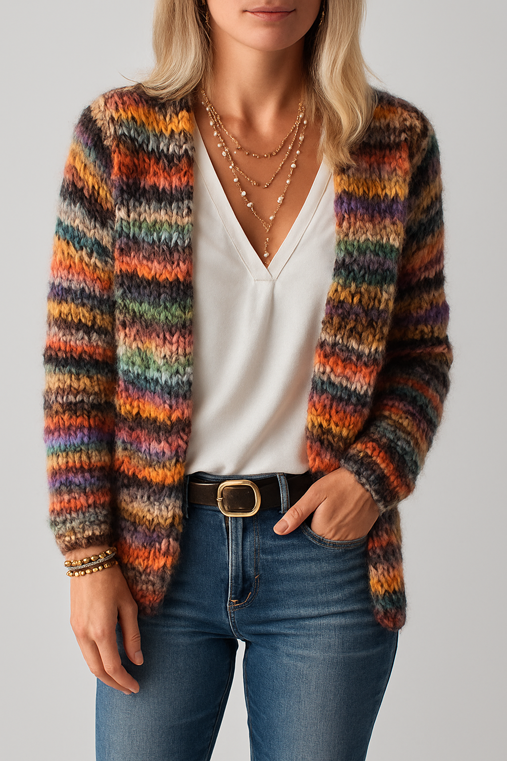Beth - Vibrant Multicoloured Cardigan