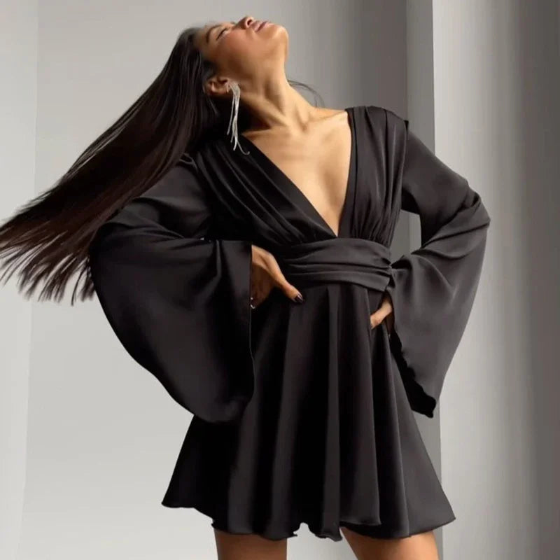 Amber - Satin Dress with Loose Sleeves