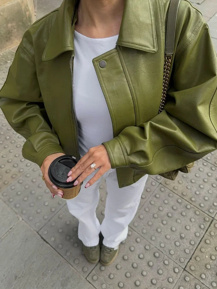 Harper - Oversized Leather Coat