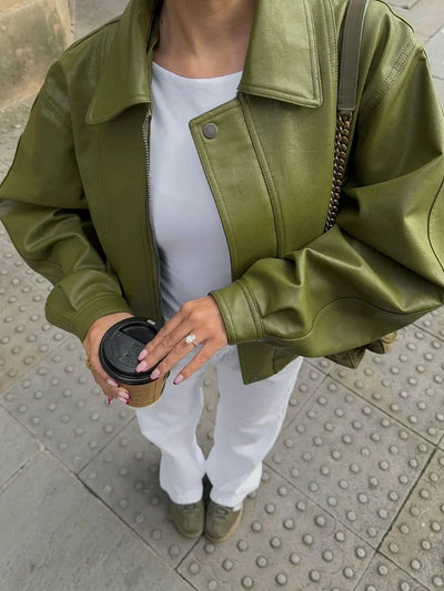 Harper - Oversized Leather Coat