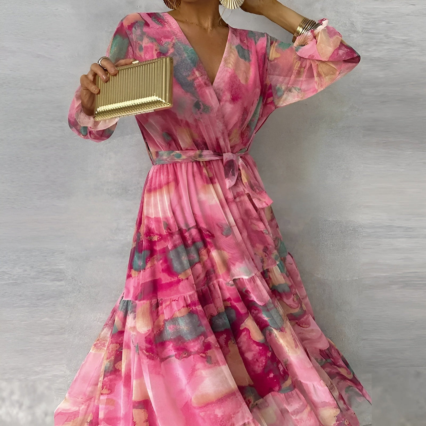 Joyce - Maxi Chiffon Dress with Print