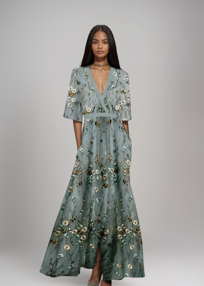 Laurel - Maxi Dress with Floral Embroidery