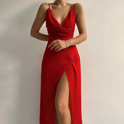 Chloe - Satin Dress with Slit