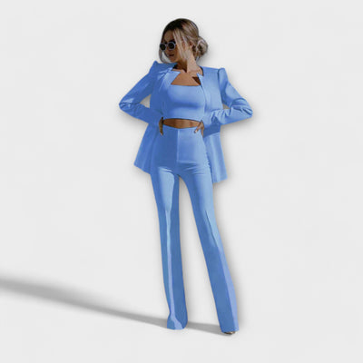 Stylish 3-Piece Set (Blazer, Top, Trousers)
