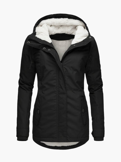 ELARA | LONG JACKET WITH HOOD AND LINING