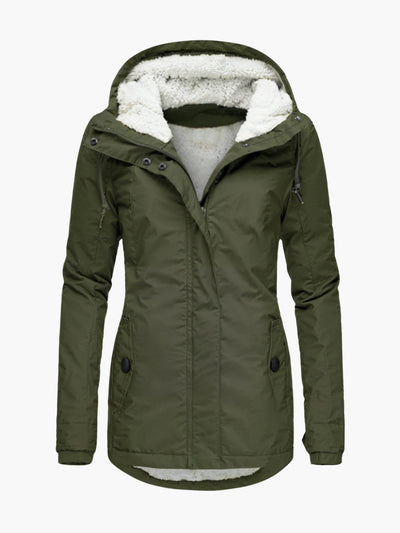 ELARA | LONG JACKET WITH HOOD AND LINING