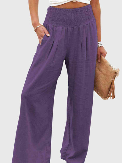 Jane | Full Size Smocked Waist Wide Leg Pants