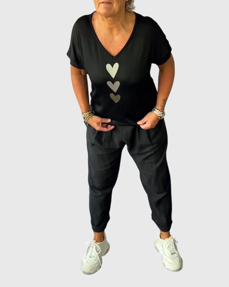 Casual comfortable pants with solid color pocket