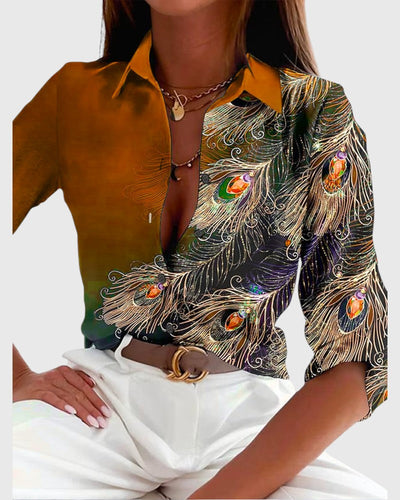 Laney - Feather Pattern Blouse