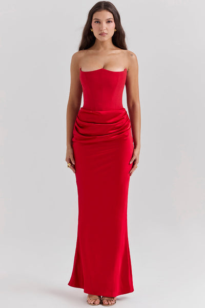 Lila - Satin Dress with Hourglass Shape Silhouette